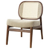 Necy Accent Chair | Rattan Cane Woven Back | Camel Brown Upholstered Seat