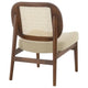 Necy Accent Chair | Rattan Cane Woven Back | Camel Brown Upholstered Seat