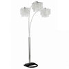 Nira Floor Lamp | 3 Hanging Crystal Shades | 90" Silver Arc Frame