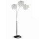 Nira Floor Lamp | 3 Hanging Crystal Shades | 90" Silver Arc Frame