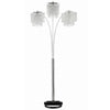 Nira Floor Lamp | 3 Hanging Crystal Shades | 90" Silver Arc Frame