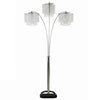 Nira Floor Lamp | 3 Hanging Crystal Shades | 90" Silver Arc Frame