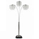 Nira Floor Lamp | 3 Hanging Crystal Shades | 90" Silver Arc Frame