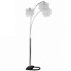 Nira Floor Lamp | 3 Hanging Crystal Shades | 90" Silver Arc Frame