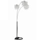 Nira Floor Lamp | 3 Hanging Crystal Shades | 90" Silver Arc Frame