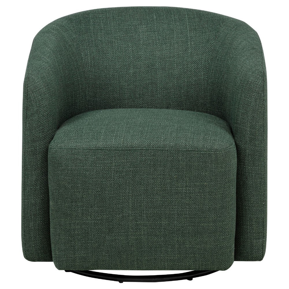 Lira Swivel Accent Chair | Green Upholstered Barrel Back | Sloped Arms