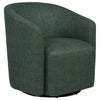 Lira Swivel Accent Chair | Green Upholstered Barrel Back | Sloped Arms
