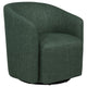 Lira Swivel Accent Chair | Green Upholstered Barrel Back | Sloped Arms