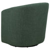 Lira Swivel Accent Chair | Green Upholstered Barrel Back | Sloped Arms