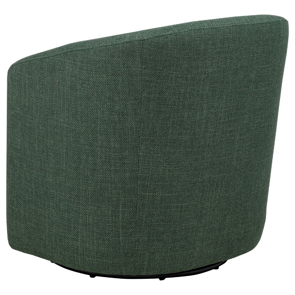 Lira Swivel Accent Chair | Green Upholstered Barrel Back | Sloped Arms