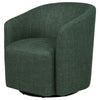 Lira Swivel Accent Chair | Green Upholstered Barrel Back | Sloped Arms