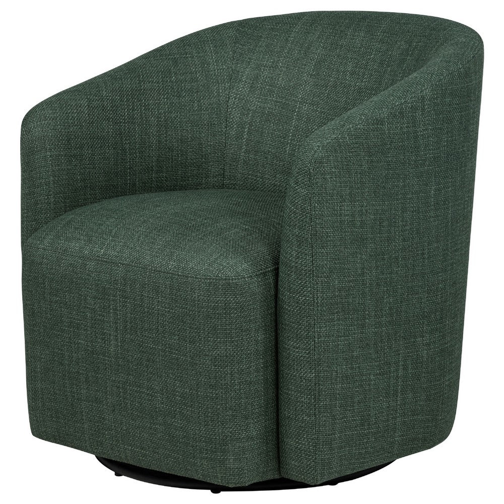 Lira Swivel Accent Chair | Green Upholstered Barrel Back | Sloped Arms