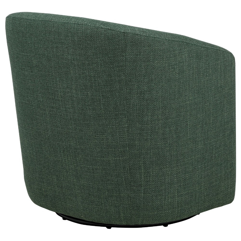 Lira Swivel Accent Chair | Green Upholstered Barrel Back | Sloped Arms