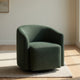 Lira Swivel Accent Chair | Green Upholstered Barrel Back | Sloped Arms