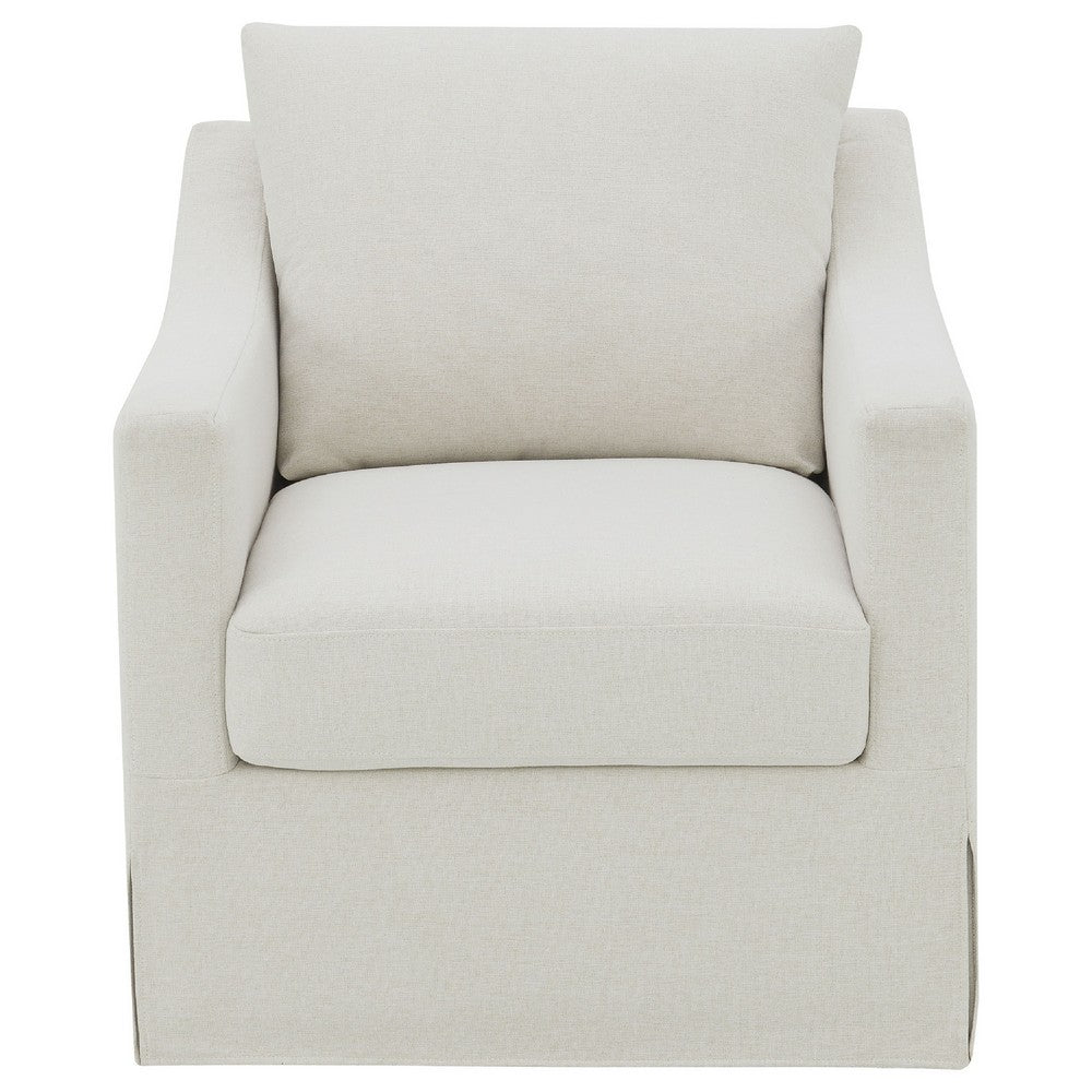 Jira Swivel Accent Sofa Chair with Sloped Arms | Beige Upholstery