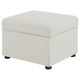 Jira Modern Storage Ottoman | Black Feet | Beige Upholstery | 24"