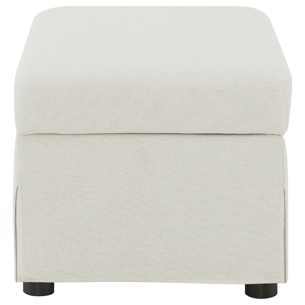 Jira Modern Storage Ottoman | Black Feet | Beige Upholstery | 24"