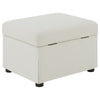 Jira Modern Storage Ottoman | Black Feet | Beige Upholstery | 24"