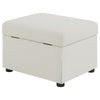 Jira Modern Storage Ottoman | Black Feet | Beige Upholstery | 24"