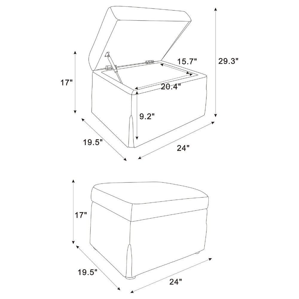 Jira Modern Storage Ottoman | Black Feet | Beige Upholstery | 24"