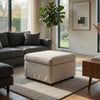 Jira Modern Storage Ottoman | Black Feet | Beige Upholstery | 24"