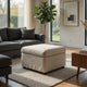 Jira Modern Storage Ottoman | Black Feet | Beige Upholstery | 24"