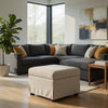 Jira Modern Storage Ottoman | Black Feet | Beige Upholstery | 24"