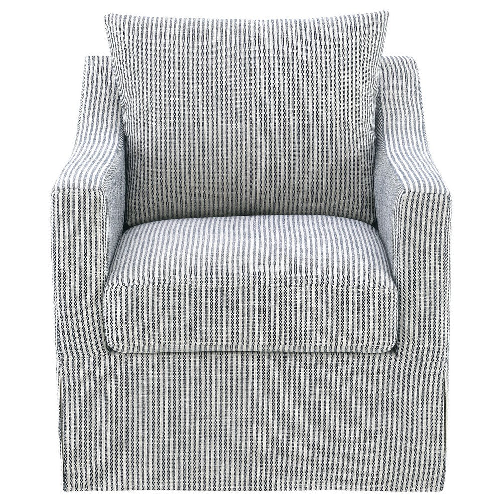 Jira Swivel Accent Sofa Chair | Sloped Arms | Gray Striped Upholstery