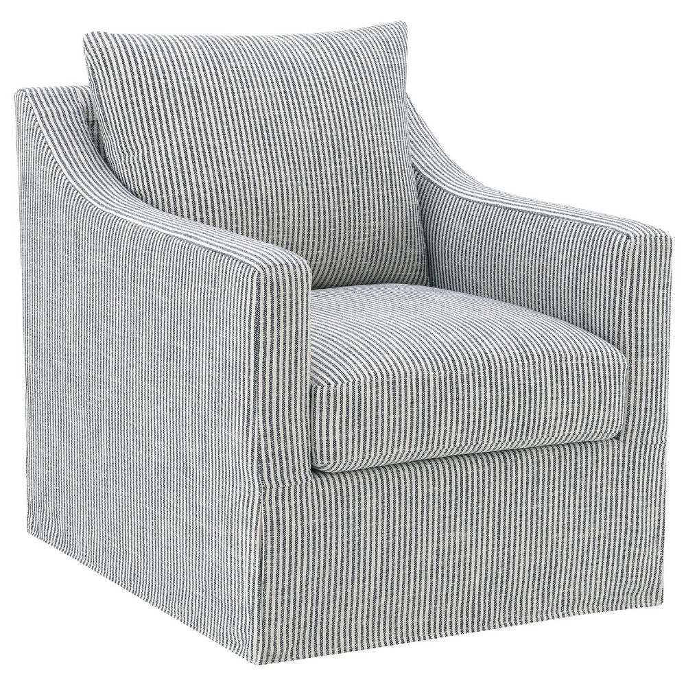 Jira Swivel Accent Sofa Chair | Sloped Arms | Gray Striped Upholstery