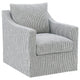 Jira Swivel Accent Sofa Chair | Sloped Arms | Gray Striped Upholstery