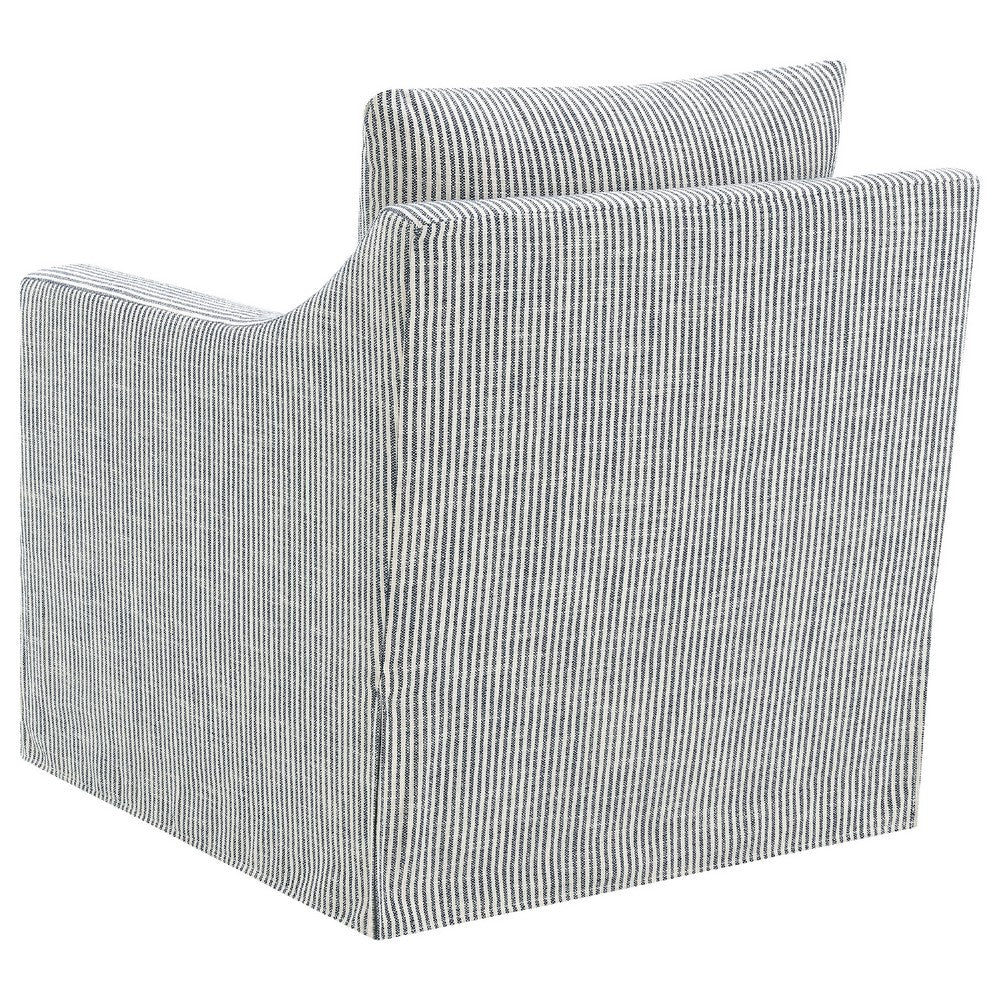 Jira Swivel Accent Sofa Chair | Sloped Arms | Gray Striped Upholstery