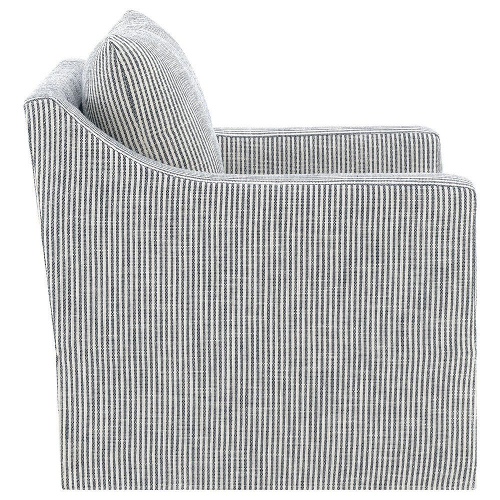 Jira Swivel Accent Sofa Chair | Sloped Arms | Gray Striped Upholstery