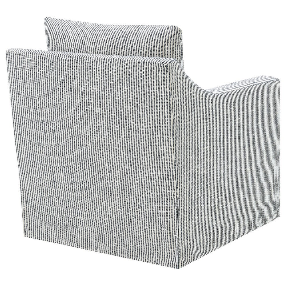 Jira Swivel Accent Sofa Chair | Sloped Arms | Gray Striped Upholstery