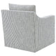 Jira Swivel Accent Sofa Chair | Sloped Arms | Gray Striped Upholstery