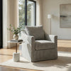 Jira Swivel Accent Sofa Chair | Sloped Arms | Gray Striped Upholstery