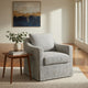 Jira Swivel Accent Sofa Chair | Sloped Arms | Gray Striped Upholstery