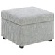 Jira Modern Ottoman w Storage| Gray Striped Upholstery | Black Base | 24"