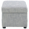 Jira Modern Ottoman w Storage| Gray Striped Upholstery | Black Base | 24"