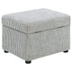 Jira Modern Ottoman w Storage| Gray Striped Upholstery | Black Base | 24"