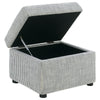 Jira Modern Ottoman w Storage| Gray Striped Upholstery | Black Base | 24"