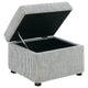 Jira Modern Ottoman w Storage| Gray Striped Upholstery | Black Base | 24"