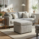 Jira Modern Ottoman w Storage| Gray Striped Upholstery | Black Base | 24"