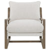 Gina Accent Chair | Beige Boucle Upholstered Cushion | Ash Brown Wood