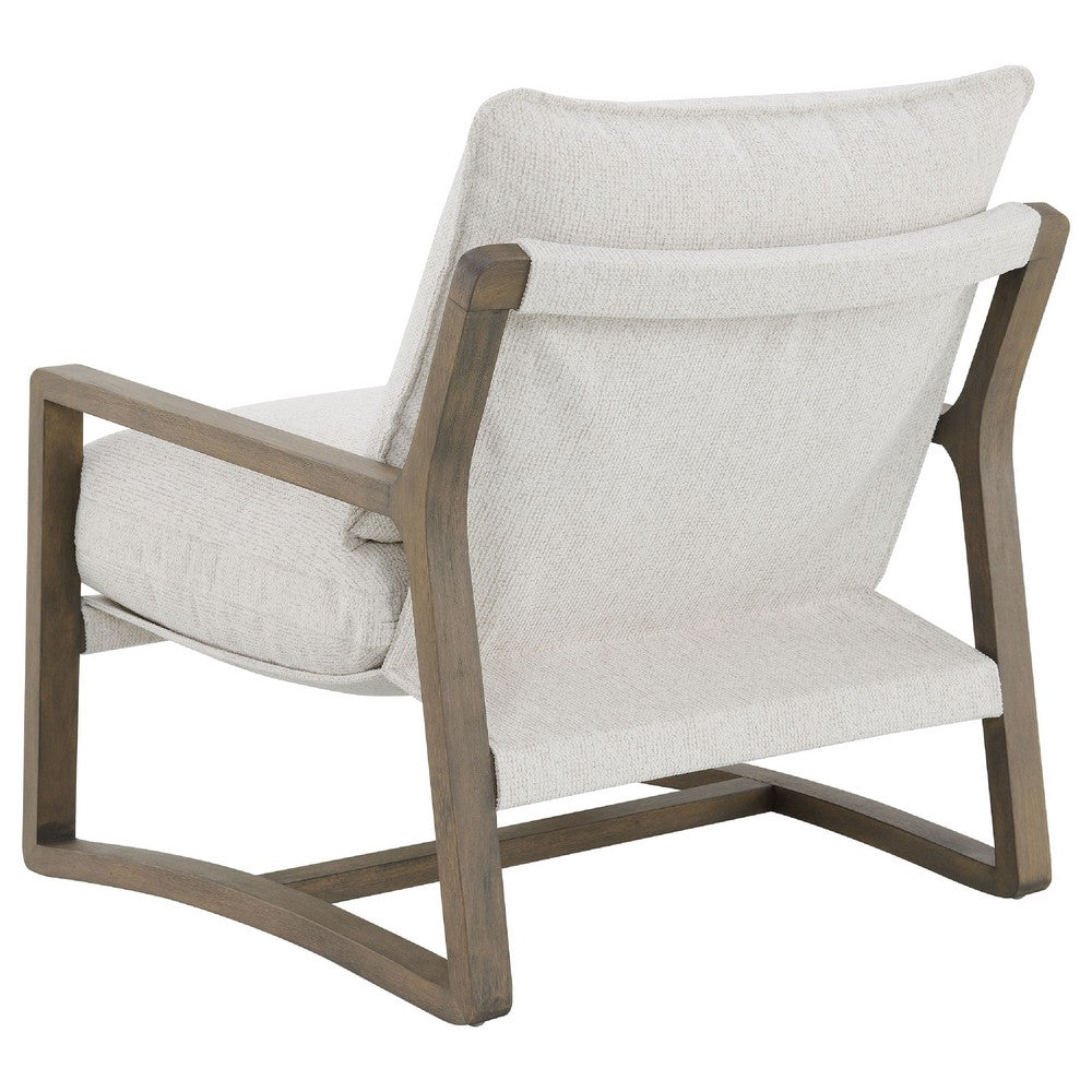 Gina Accent Chair | Beige Boucle Upholstered Cushion | Ash Brown Wood