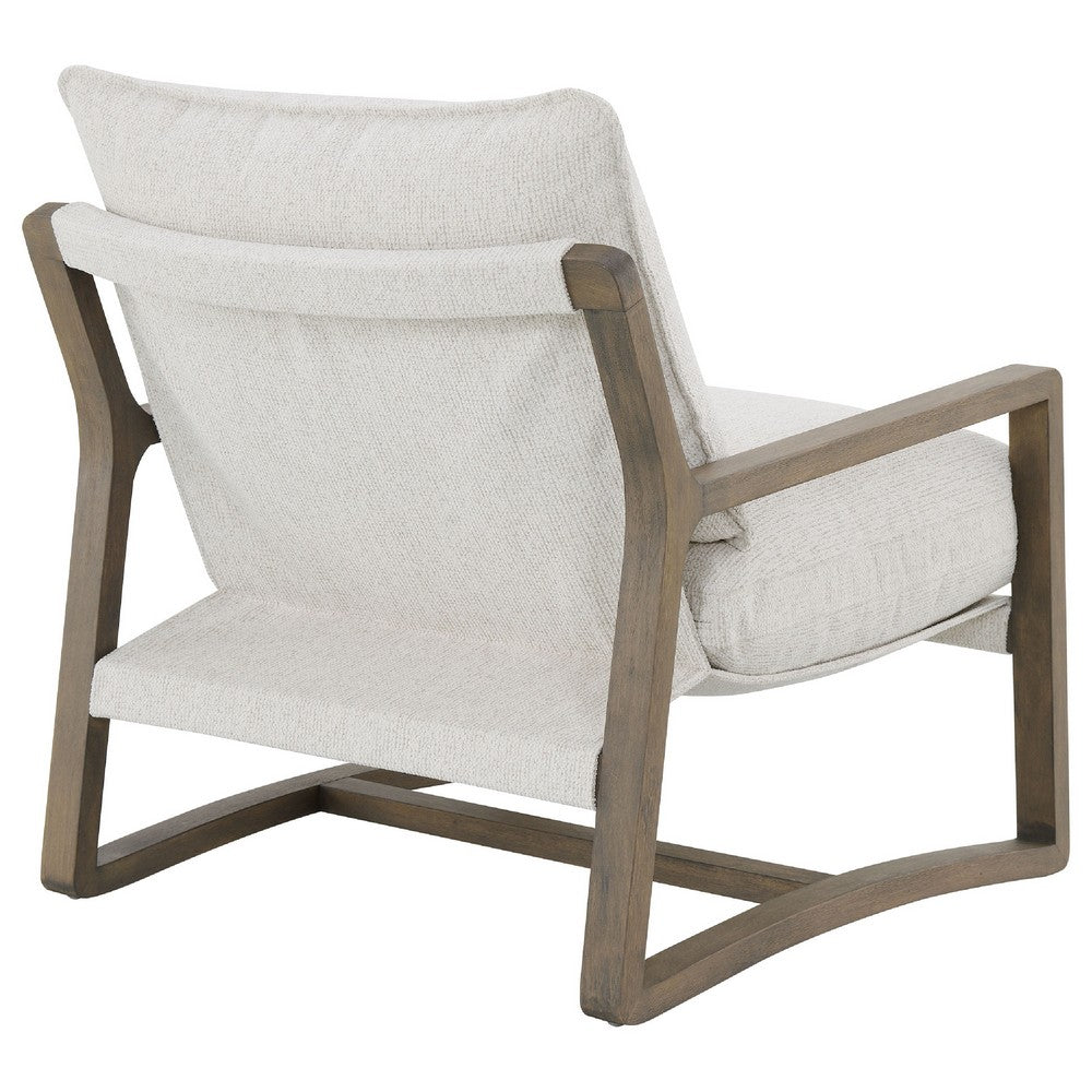 Gina Accent Chair | Beige Boucle Upholstered Cushion | Ash Brown Wood