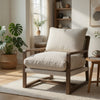 Gina Accent Chair | Beige Boucle Upholstered Cushion | Ash Brown Wood