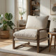 Gina Accent Chair | Beige Boucle Upholstered Cushion | Ash Brown Wood