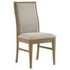 Amity Dining Chair Set of 2 | Beige Textured Fabric | Natural Rubberwood