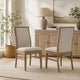 Amity Dining Chair Set of 2 | Beige Textured Fabric | Natural Rubberwood