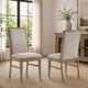 Amity Dining Chair Set of 2 | Beige Textured Fabric | Natural Rubberwood